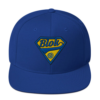 BLOK Shield - Women's Snapback Hat - Blue & Yellow Embroidery