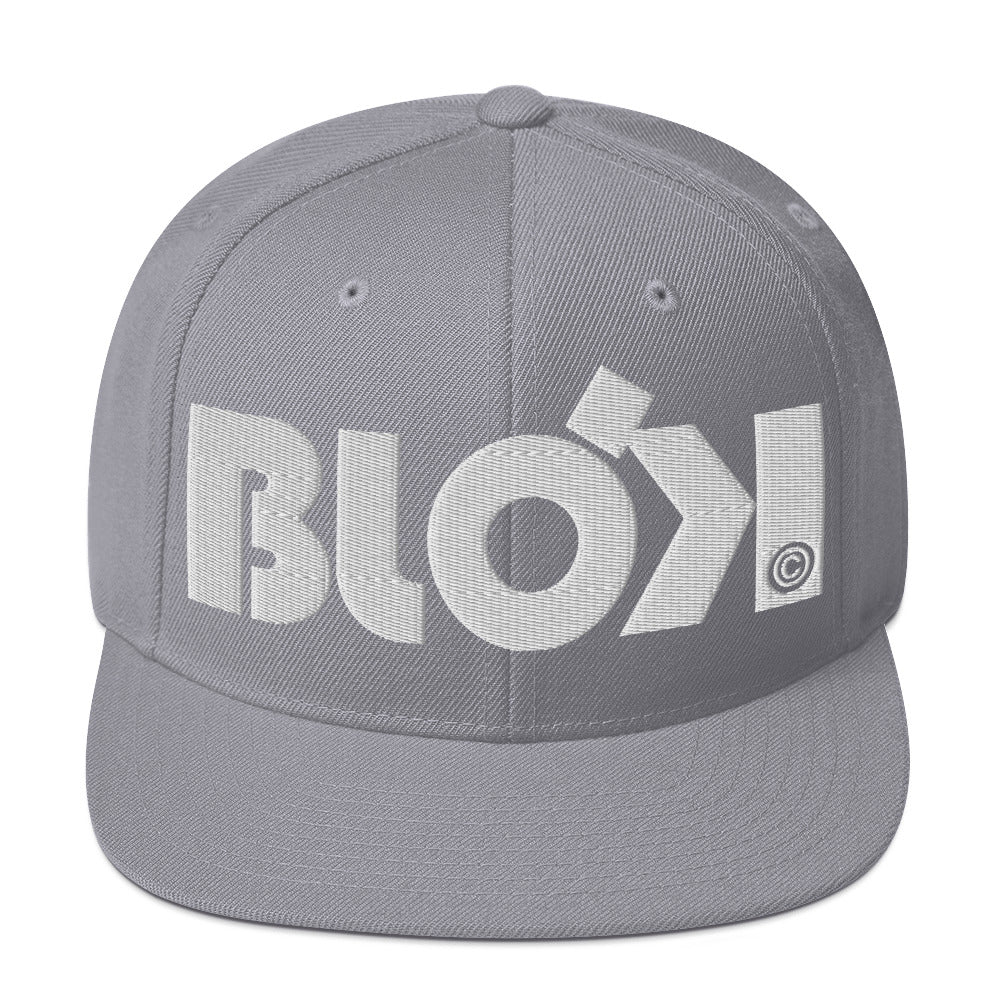 BLOK Bold Logo - Snapback Hat - White Embroidery