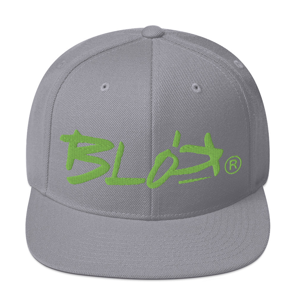 BLOK Underscore - Men's Snapback Hat - Lime Green Embroidery