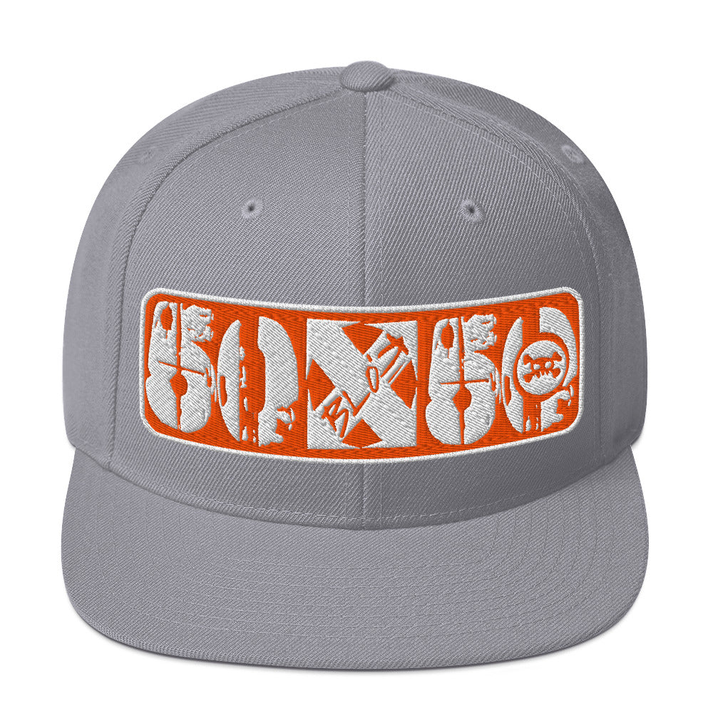 50/50 - Snapback Hat - Orange & White Embroidery