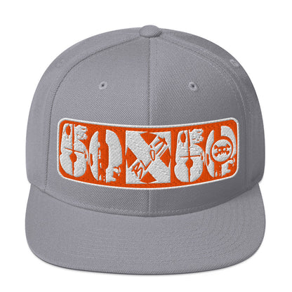 50/50 - Snapback Hat - Orange & White Embroidery