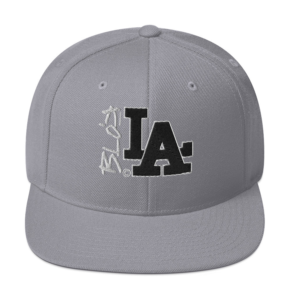 BLOK LA - Women's Snapback Hat - Black and White Embroidery