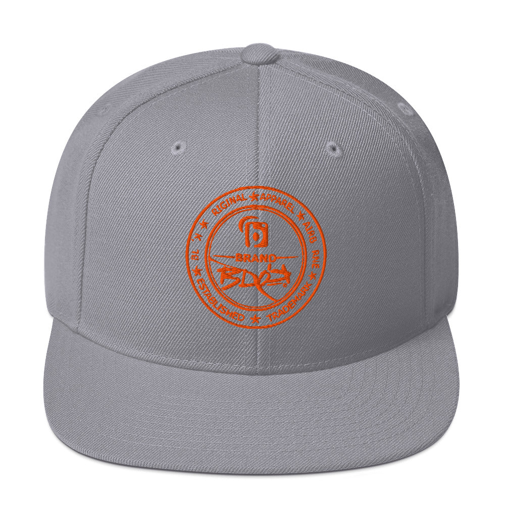 BLOK Original Apparel Stamp - Women's Snapback Hat - Orange Embroidery