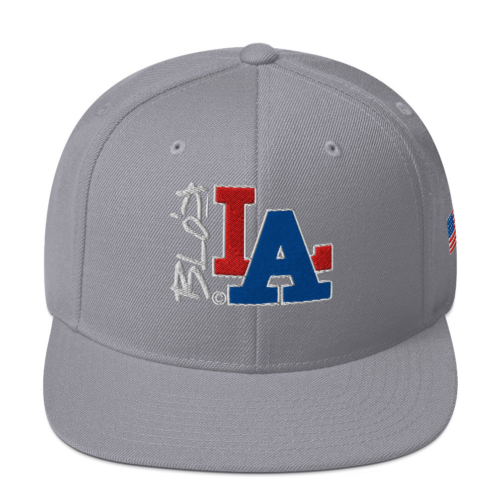 BLOK LA - Women's Snapback Hat - Red & Blue Front & Side Embroidery