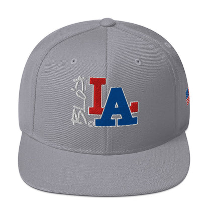 BLOK LA - Women's Snapback Hat - Red & Blue Front & Side Embroidery