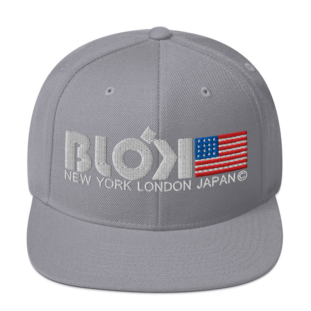 NY LDN JPN & Flag - Women's Snapback Hat - White Embroidery