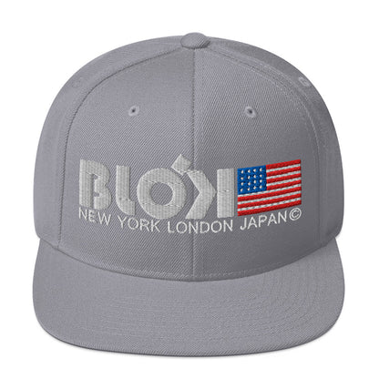 NY LDN JPN & Flag - Women's Snapback Hat - White Embroidery