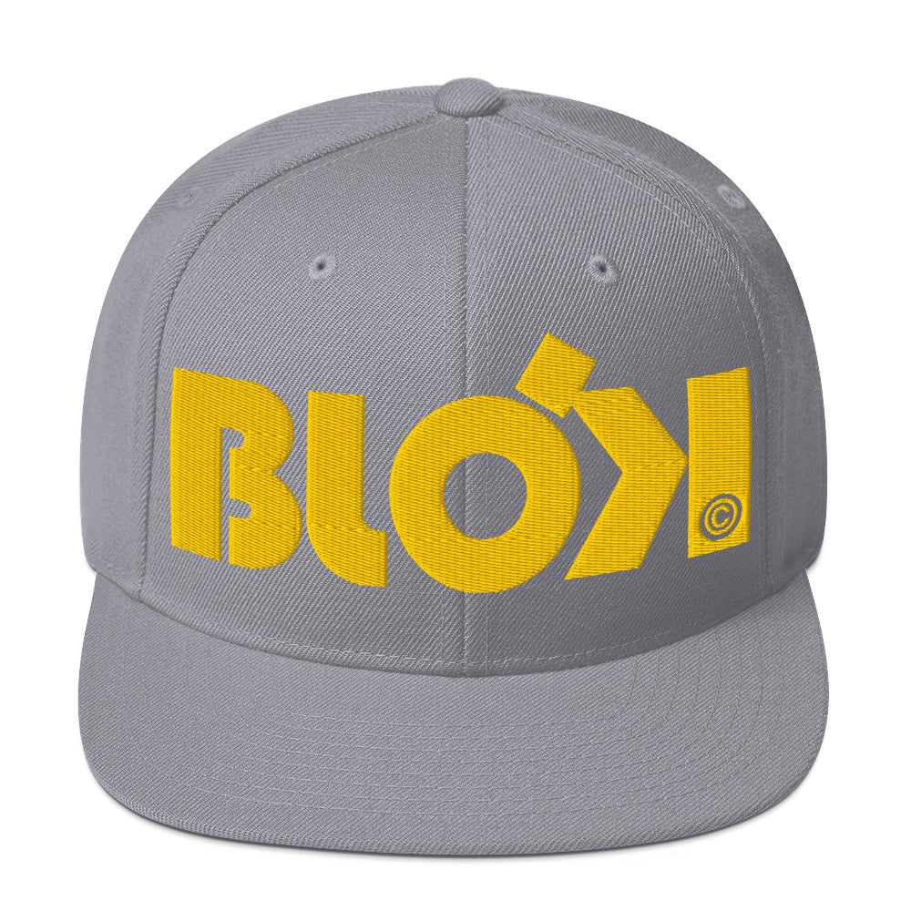 BLOK Bold Logo - Women's Snapback Hat - Yellow Embroidery