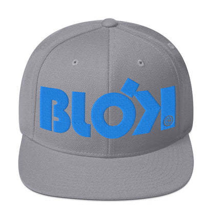 BLOK Bold Logo - Women's Snapback Hat - Bright Blue Embroidery