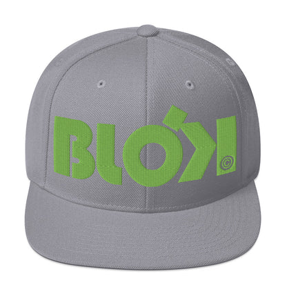 BLOK Bold Logo - Women's Snapback Hat - Lime Green Embroidery