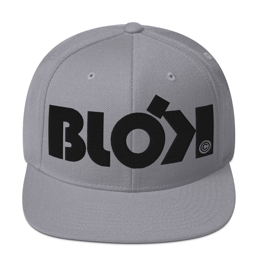 BLOK Bold Logo - Women's Snapback Hat - Black Embroidery