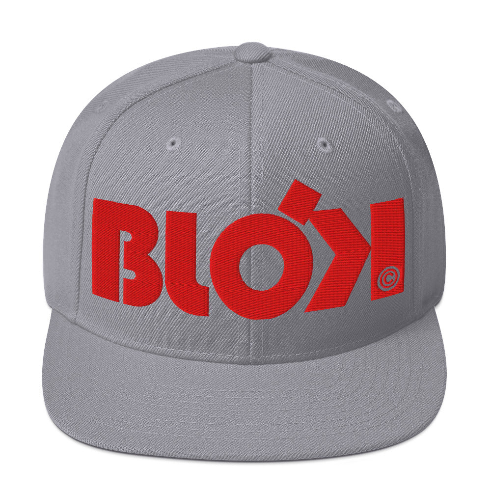 BLOK Bold Logo - Women's Snapback Hat - Red Embroidery