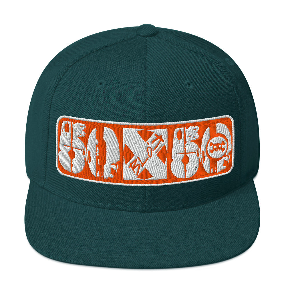 50/50 - Snapback Hat - Orange & White Embroidery