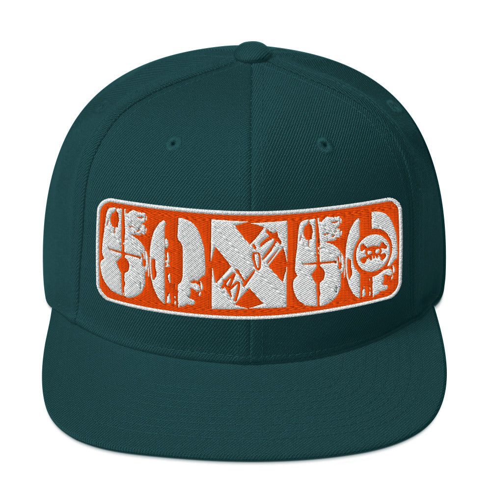 BLOK 50/50 - Women's Snapback Hat - Orange & White Embroidery