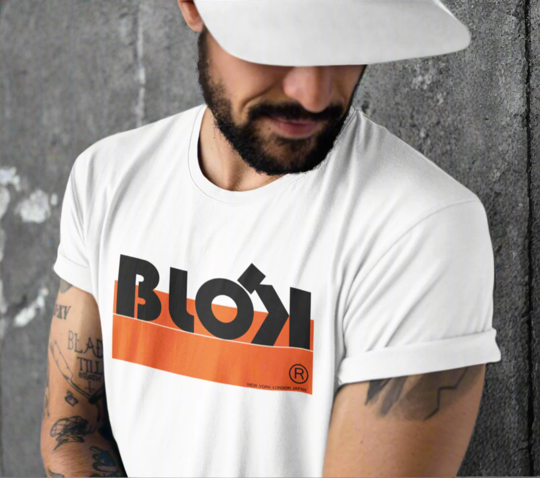 Blok Stripe - Front Print - in Orange & Black - Men's Loose Fit