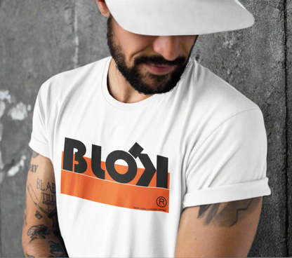 Blok Stripe - Front Print - in Orange & Black - Men's Loose Fit