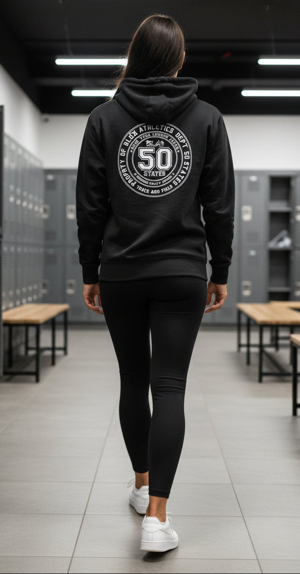 BLOK 50 State Athletic Dept. - White Front & Back Graphic Print Women's Hoodie