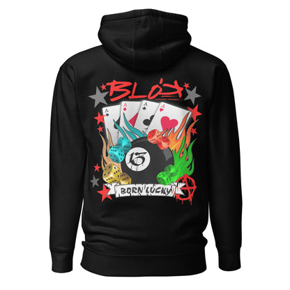 BLOK Born Lucky - Red Back & Front Graphic Print Women's Hoodie