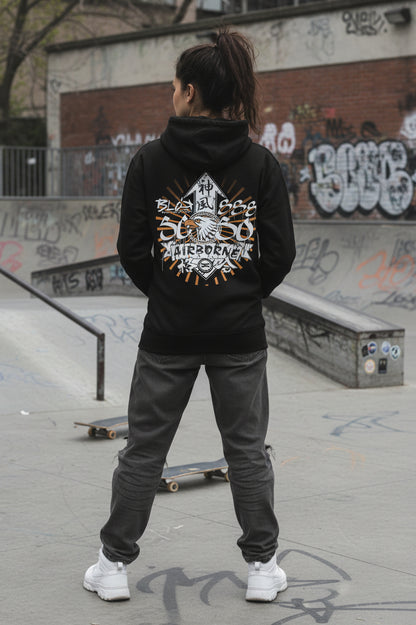 BLOK Airborne Eagle - Orange Front & Back Graphic Print Women's Hoodie