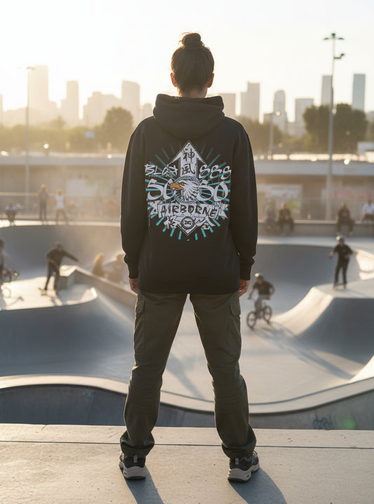 Airborne Eagle - Front & Back Print in Turquoise - Women's Hoodie