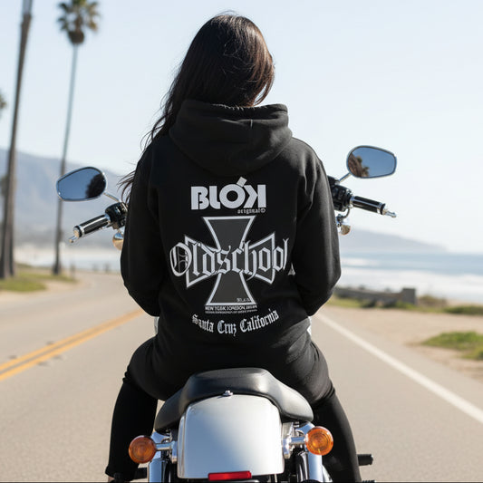 Old School Iron Cross - Front & Back Print in White - Women's Hoodie