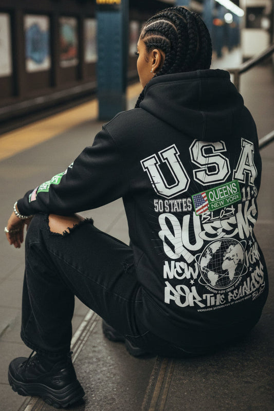 Queens - 50 States - Front, Back & Arm Print - Women's Hoodie