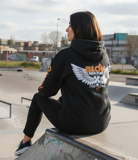 Airborne Wings - Front, Back & Arm Print in Orange - Women's Hoodie