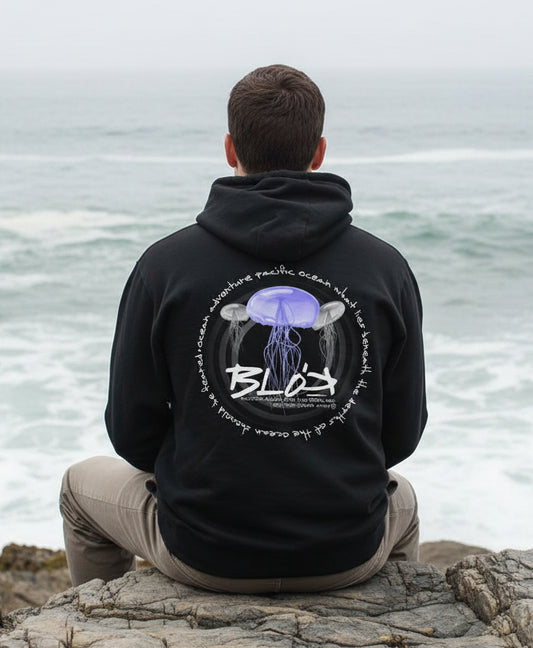 Jellyfish - Front & Back Print with White Logo - Men's Hoodie
