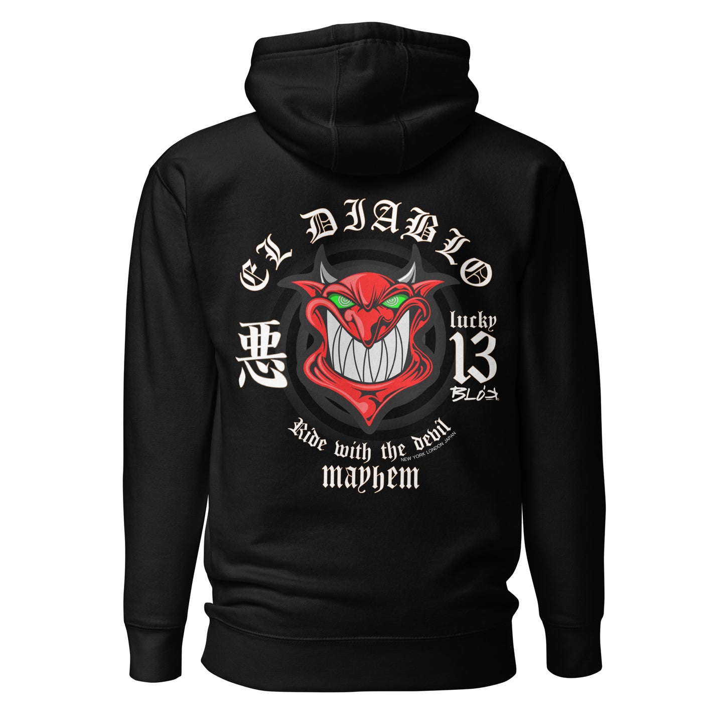 El Diablo - Front & Back Print in Red & White - Men's Hoodie