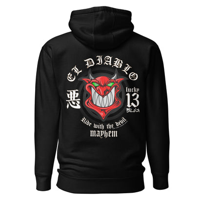 El Diablo - Front & Back Print in Red & White - Men's Hoodie