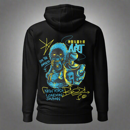 BLOK Graffiti Art - Blue & Yellow Front & Back Print - Men's Graphic Hoodie