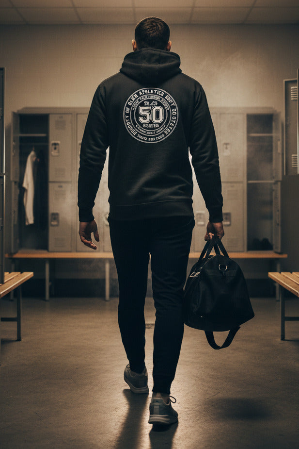 50 States Athletic Dept. - Front & Back Print in White - Men's Graphic Hoodie