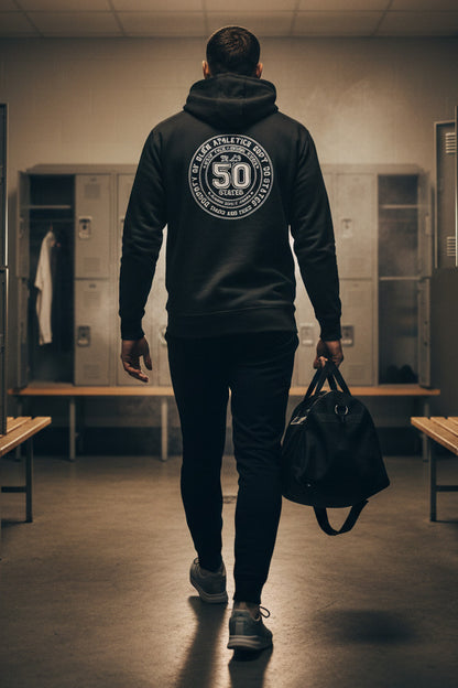 50 States Athletic Dept. - Front & Back Print in White - Men's Graphic Hoodie
