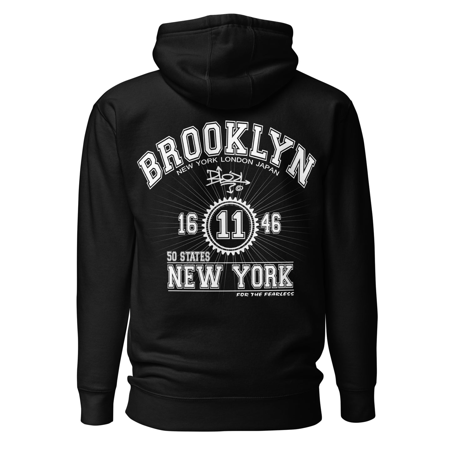 Brooklyn New York - Front & Back Print in White - Men's Hoodie