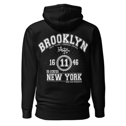 Brooklyn New York - Front & Back Print in White - Men's Hoodie
