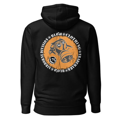 Gas mask - Front & Back Print - in White & Orange - Men's Hoodie