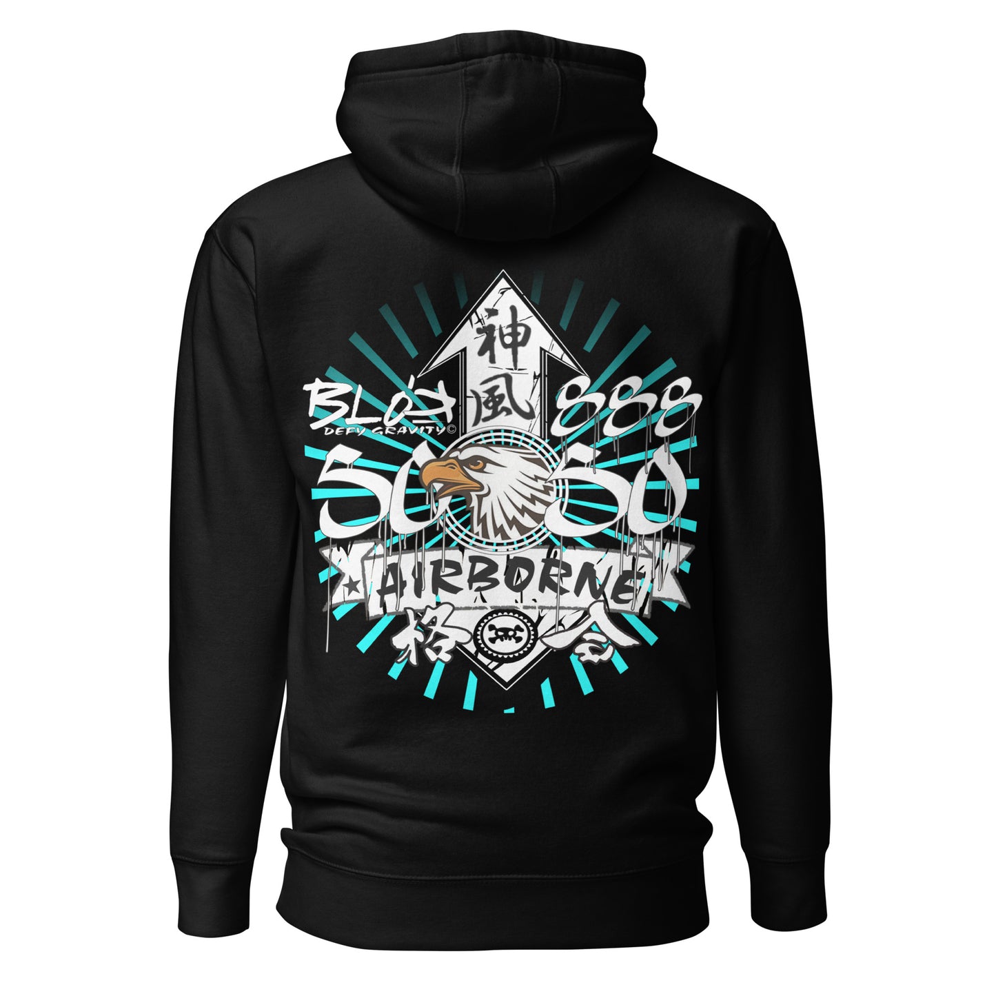 Airborne Eagle - Front & Back Print in Turquoise - Men's Hoodie