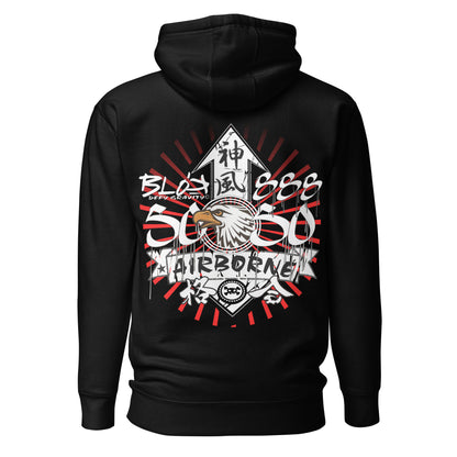 Airborne Eagle - Front & Back Print in Red - Men's Hoodie