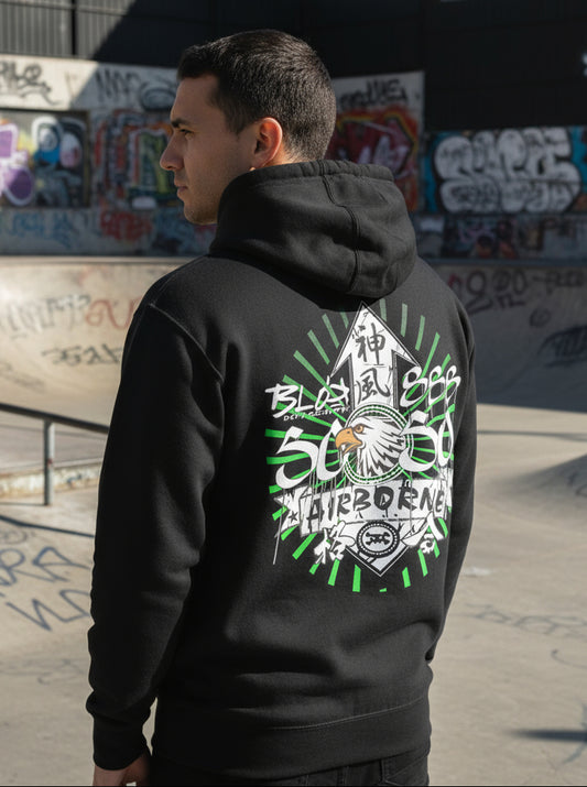 Airborne Eagle - Front & Back Print in Red - Men's Hoodie