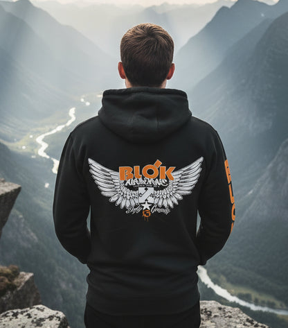 Airborne Wings - Front, Back & Arm Print in Orange - Men's Hoodie