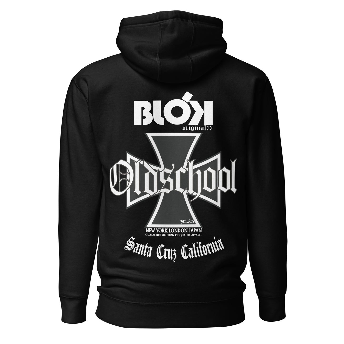 Old School Iron Cross - Front & Back Print in White - Men's Hoodie