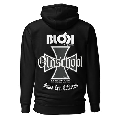 Old School Iron Cross - Front & Back Print in White - Men's Hoodie