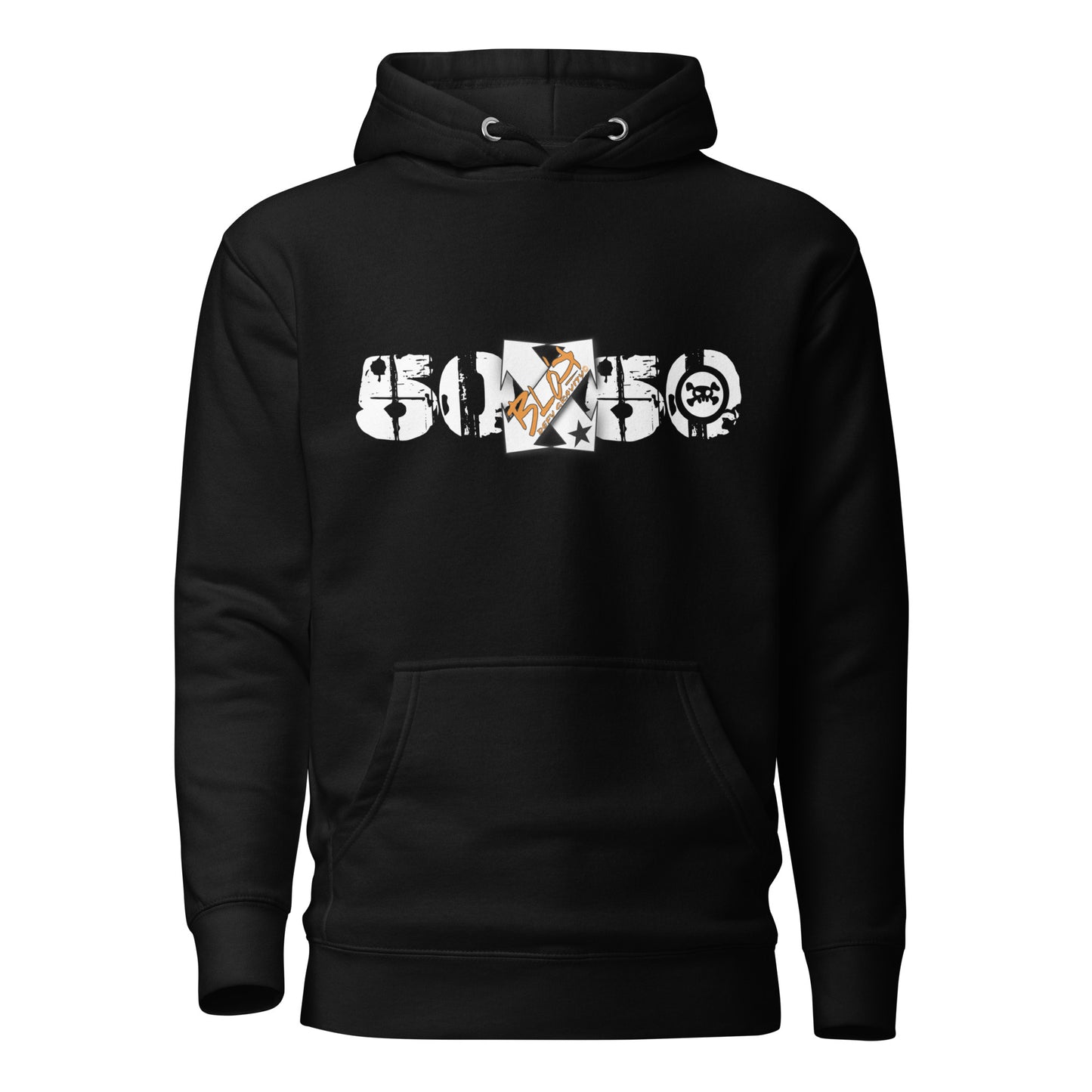 50/50 - Front Print in White & Orange - Women's Hoodie