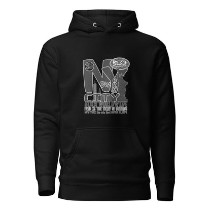 BLOK New York City Worldwide - Black & White Front Graphic Print Women's Hoodie