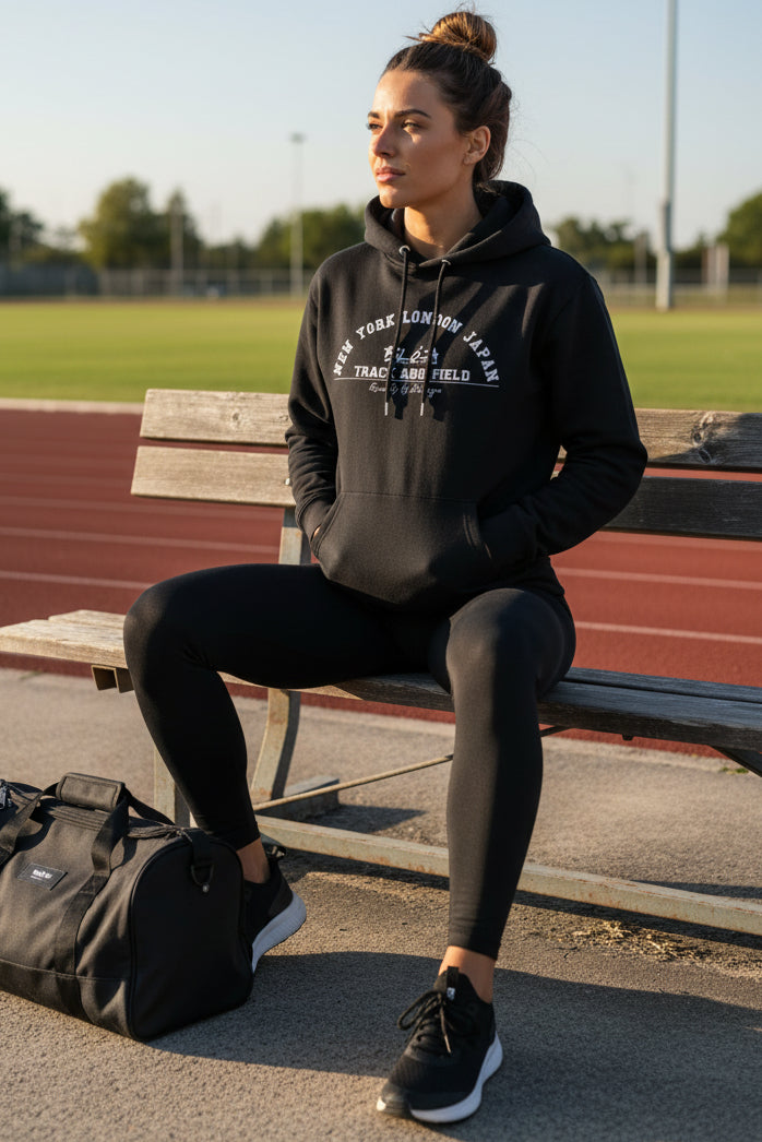 BLOK Track & Field - White Front Graphic Print Women's Hoodie