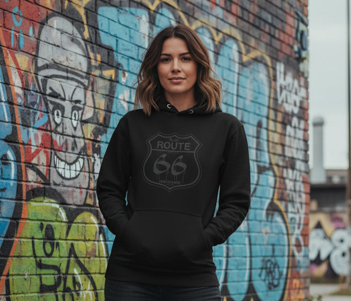 BLOK Route 66 - Black Front Graphic Print Women's Hoodie
