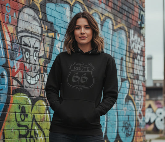 Route 66 - 50 States - with Black Print - Women's Hoodie