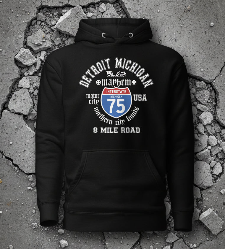 BLOK Detroit 8 Mile - White Front Graphic Print Women's Hoodie