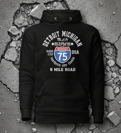 BLOK Detroit 8 Mile - White Front Graphic Print Women's Hoodie