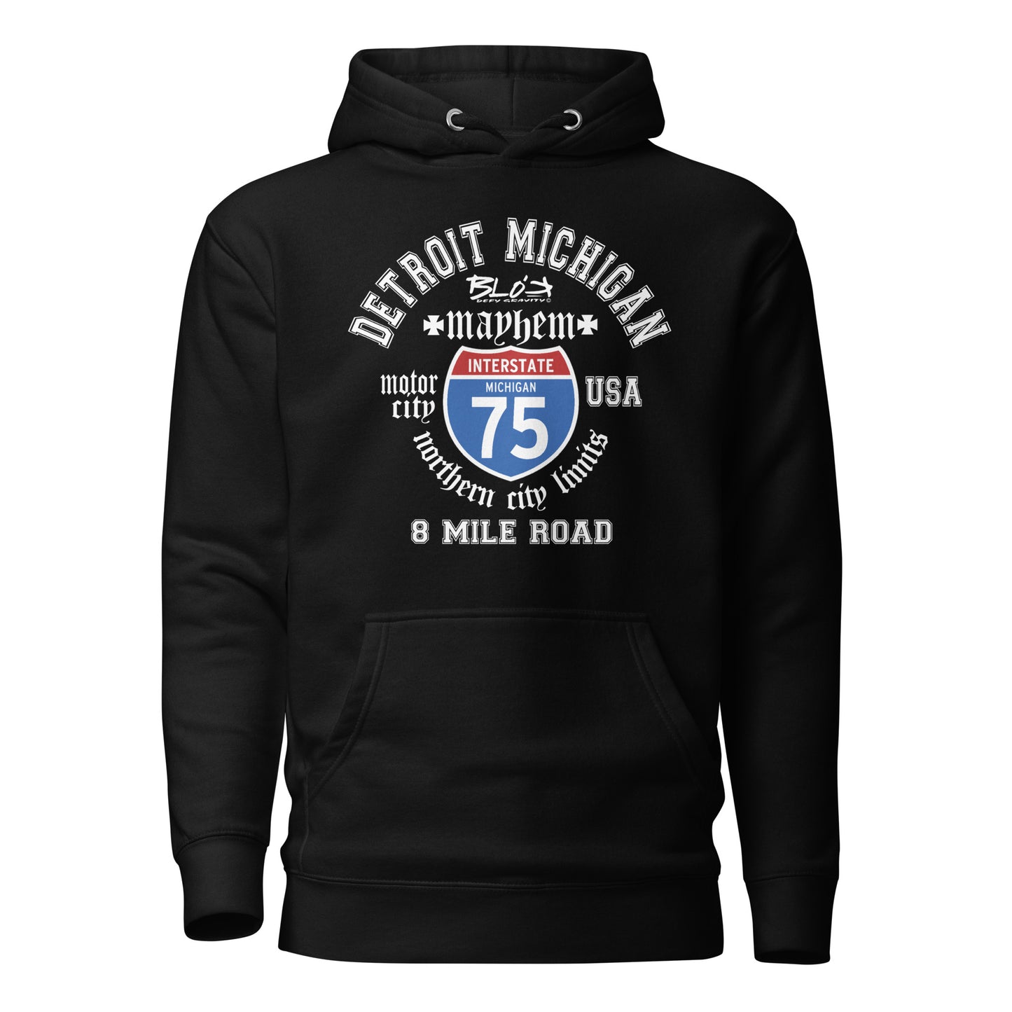Detroit 8 Mile - 50 States - with White Print - Women's Hoodie